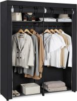 Mahmayi Black RYG02BK Fabric Wardrobe for Home, Living Room, Drawing Room (140x43x174cm)