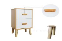 Mahmayi 303-2 Modern Wooden Side Table Storage Unit Beech & White Melamine Pack of 2