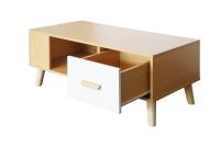 Mahmayi 302 Modern Multifunctional Coffee Table with Storage Unit - Beech & White