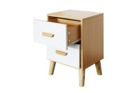 Mahmayi 303-2 Modern Wooden Side Table Storage Unit Beech & White Melamine