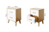 Mahmayi 303-2 Modern Wooden Side Table Storage Unit Beech & White Melamine Pack of 2