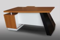 L-Shaped Executive Desk Modern Conference Executive Desk Office Desk With Lockable Drawers And Cabinet - Light Walnut