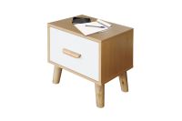 Mahmayi 303-1 Modern Wooden Side Table Storage Unit Beech & White Melamine Pack of 2