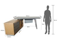 Mahmayi GLW W02 PU Leatherette Modern Office Executive Desk - Dark Walnut & Grey