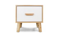 Mahmayi 303-1 Modern Wooden Side Table Storage Unit Beech & White Melamine