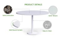 Rodo 500E White Round Table with Mel board and round base - 120cm