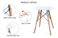 Mahmayi TJ HYT08 60DIA White Round Table with Quad Leg base and Ultimate Eames Style DAW ArmChair Set of 2 - Combo