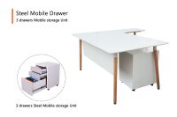 Mahmayi TJ HYT34-16L White Executive Workstation with Godrej OEM Mobile Drawer