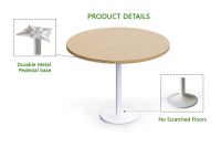 Rodo 500E Oak Round Table with white round base - 100cm