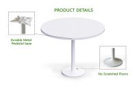 Rodo 500E White Round Table with Mel board and round base - 100cm