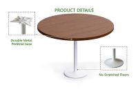 Rodo 500E Linen Dark Walnut Table with white round base - 120cm
