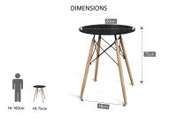 Mahmayi TJ HYT08 60DIA Black Round Table with Quad Leg base and Ultimate Eames Style DSW Dining Chair Set of 2 - Combo