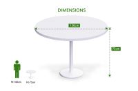 Rodo 500E White Round Table with Mel board and round base - 120cm