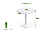 Rodo 500E White Round Table with Mel board and round base - 80cm