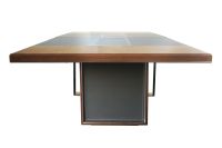Mahmayi GLW W68-N MDF & PU with Stainless Steel Frame Conference Table - Walnut & Grey