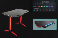 ContraGaming by Mahmayi Gaming Table MY 1160 Red RGB Lighting with Gamepad Holder USB Holder Cable Management with Carbon Fiber Top with AM K5 Pro Headset Combo