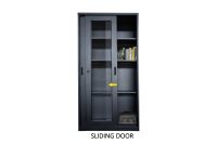 Godrej OEM Glass Sliding Door Steel Bookshelf Black
