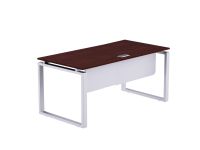 Mahmayi Carre 5114 Modern Workstation without Drawer, Computer Desk, Square Metal Legs with Modesty Panel Apple Cherry Ideal for Home, Office