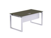 Mahmayi Carre 5114 Modern Workstation without Drawer, Computer Desk, Square Metal Legs with Modesty Panel Grey Ideal for Home, Office
