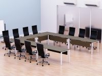 Figura 72-14 12 Seater Brown Linen U-Shaped Conference-Meeting Table