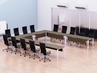Figura 72-16 12 Seater Brown Linen U-Shaped Conference-Meeting Table