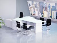 Mahmayi Premium White GED-5 Glass Executive Desk 320 cm