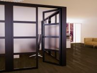 Mahmayi Black Aluminum Glass Swing Door with Center Frost Glass and Tile Per Unit With Free Professional Installation