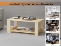 Mahmayi Modern Coffee Table with Two Tier Storage Shelf Natural Davos Oak Ideal for Living Room, Study Room and Office