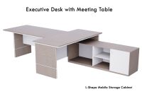 Mahmayi Light Concrete Prem White ED5-LSLCW Executive Desk 320 cm