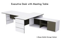 Mahmayi Premium White Lava Grey ED5-LSWLG Executive Desk 320 cm