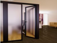 Mahmayi Black Aluminum Glass Swing Door with Full Frosted Glass without Tile Per Unit With Free Professional Installation