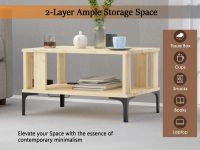 Mahmayi Modern Coffee Table with BS02 USB Port and Storage Shelf Natural Davos Oak Ideal for Living Room, Study Room and Office