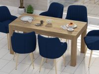 Mahmayi Modern Wooden Dining Table, 6-Seater for Kitchen, Dining Room, Living Room-160cm, Vintage Santa Fe Oak