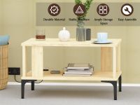 Mahmayi Modern Coffee Table with BS02 USB Port and Storage Shelf Natural Davos Oak Ideal for Living Room, Study Room and Office