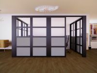 Mahmayi Black Aluminum Glass Partition with Fabric Clear Glass Per Square Meter With Free Professional Installation