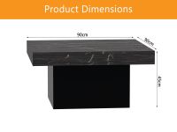 Mahmayi Modern Coffee Table Square Shape Tabletop Black Pietra Grigia and Black Ideal for Living Room, Study Room and Office