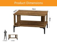 Mahmayi Modern Coffee Table with Storage Shelf Dark Hunton Oak Ideal for Living Room, Study Room and Office