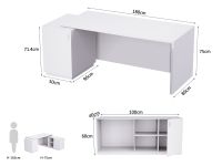 Mahmayi Premium White ED3-LSPW Executive Desk 180 cm
