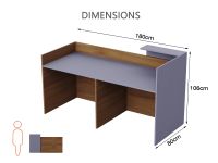 Mahmayi Natural Dijon Walnut-Dust Grey RD-2 Reception Desk 180 cm