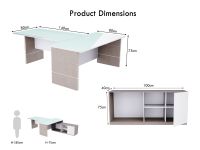 Mahmayi Light Concrete + Premium White GED-5 Glass Executive Desk 320 cm