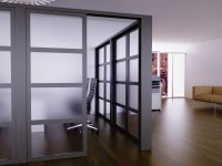 Mahmayi Grey Aluminum Glass Partition with Center Frost Glass and Tile Per Square Meter With Free Professional Installation