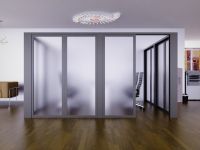 Mahmayi Grey Aluminum Glass Partition with Full Frosted Glass without Tile Per Square Meter With Free Professional Installation