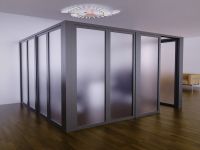 Mahmayi Grey Aluminum Glass Partition with Full Frosted Glass without Tile Per Square Meter With Free Professional Installation