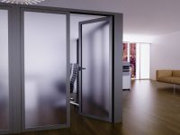 Mahmayi Grey Aluminum Glass Swing Door with Full Frosted Glass without Tile Per Unit With Free Professional Installation