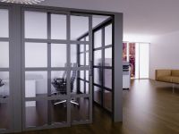 Mahmayi Grey Aluminum Glass Sliding Door with Full Clear Glass and Tile Per Unit With Free Professional Installation