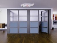 Mahmayi Grey Aluminum Glass Swing Door with Fabric Frosted Glass Per Unit With Free Professional Installation