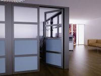 Mahmayi Grey Aluminum Glass Swing Door with Fabric Clear Glass Per Unit With Free Professional Installation