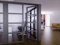 Mahmayi Grey Aluminum Glass Swing Door with Full Clear Glass and Tile Per Unit With Free Professional Installation