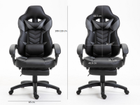 Ultimate Grey Racing Style Gaming Chair with Footrest & PU Leatherette