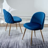 Mahmayi HYDC020 Velvet Blue Dining Chair for Living Room (Pack of 8)
